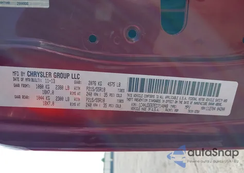 2014 Jeep Compass Latitude z USA, uszkodzony, nr VIN 1C4NJDEB7ED714048